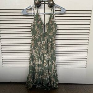 Angie Olive Floral Midi Dress
